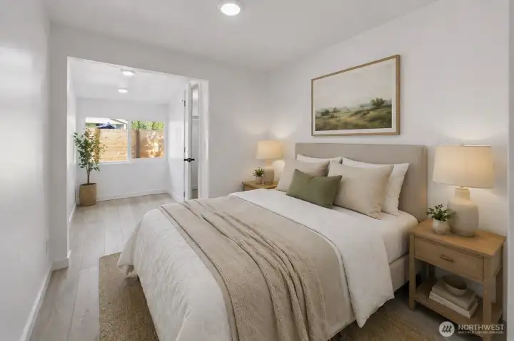 Bedroom virtually staged to illustrate potential furniture placement.