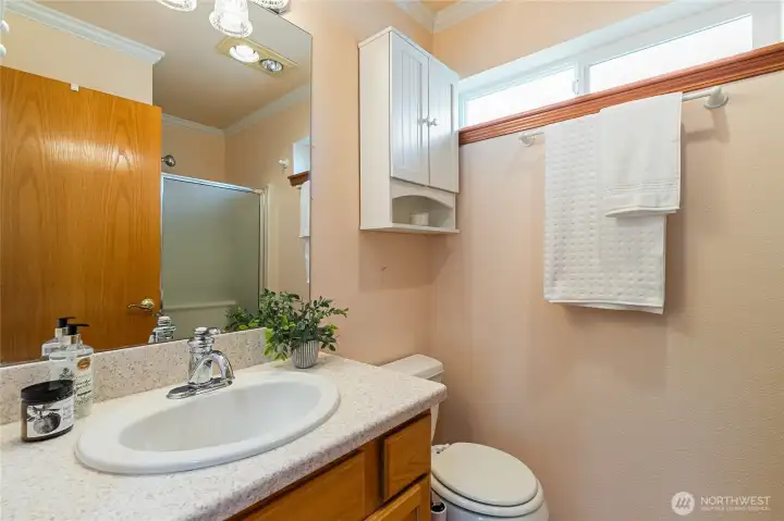 Hallway 3/4 bathroom. Hallway 3/4 bathroom.