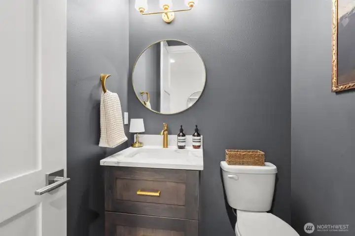 Main-level powder room, perfect for guests