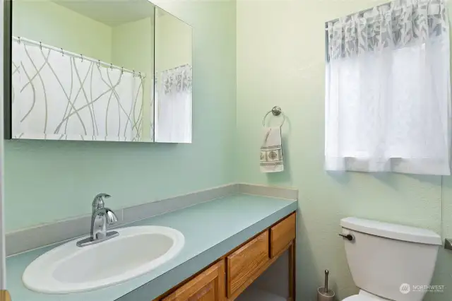 The primary private bath is immaculate, as is everything in this well maintained home.