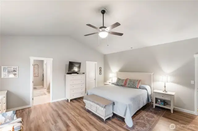 Primary Bedroom is SO large. You have plenty of room for the King Sized Bed and furniture