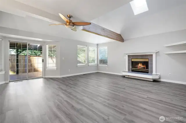 Spacious Family Room with gas fireplace