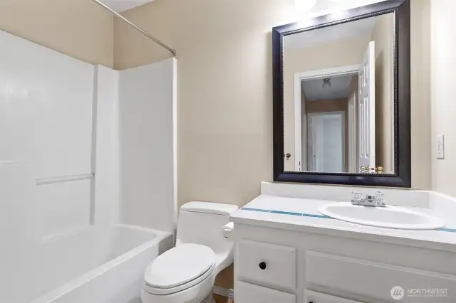 Full bath on upper level.