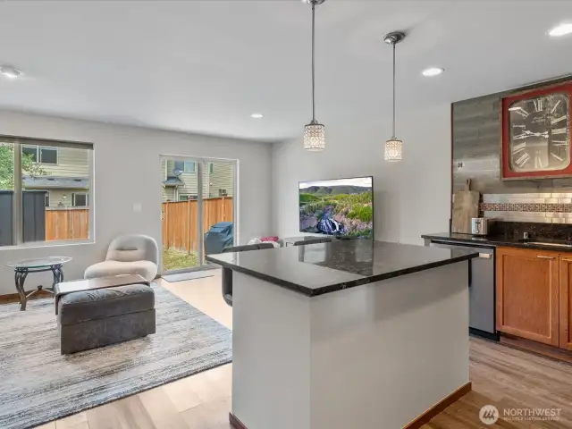 Dine in kitchen with granite counter tops.