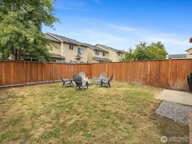 Fully fenced back yard.