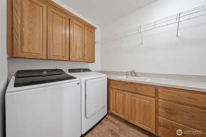 Laundry room at the end of hallway