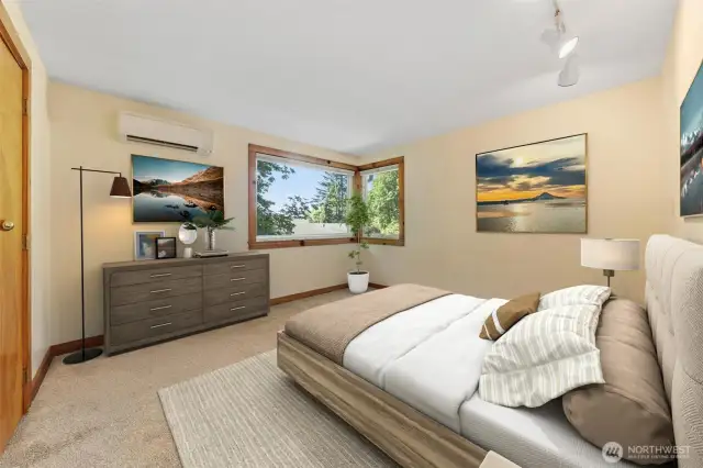 Primary bedroom is virtually staged~