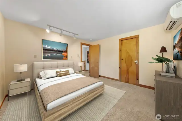 Primary bedroom is virtually staged
