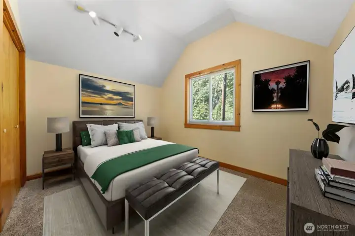 Virtually staged 3rd bedroom is vaulted and quite spacious!