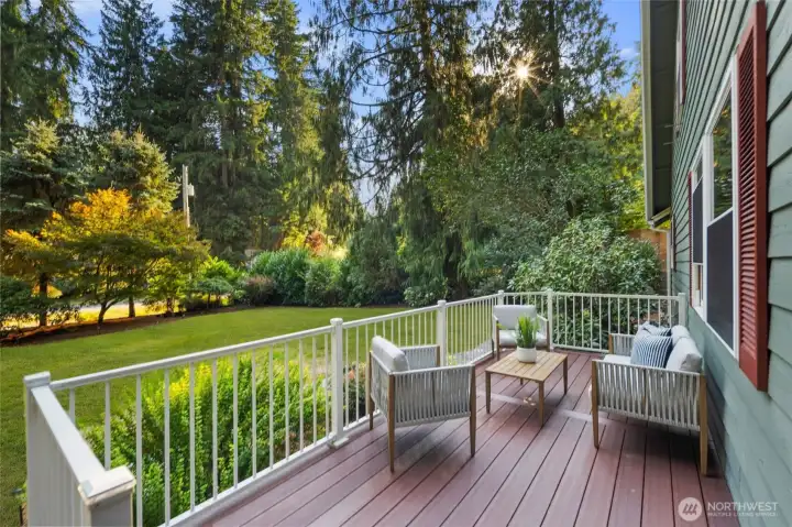Beautiful handrails and decking installed in 2023. Little lights are built into the handrails, for an elegant effect.