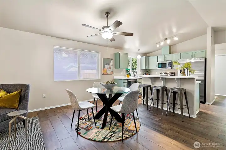 Fresh new interior paint gives every room a crisp, updated look, while the ceiling fan adds both comfort and style—keeping the space bright, airy, and inviting year-round.
