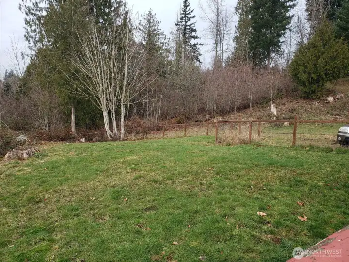 Opposite View of the Large Side Yard of the Home Looking from the Deck.