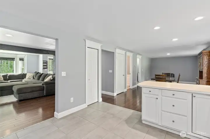 Living room leads into light & bright kitchen