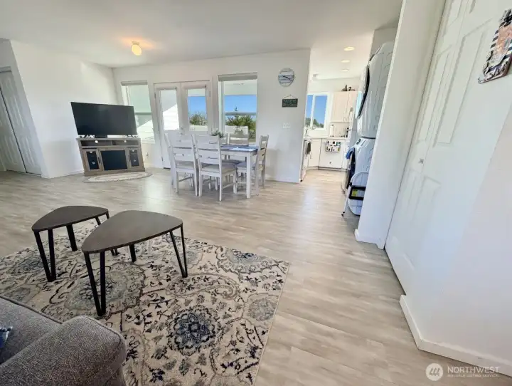 Spacious living room and dining area