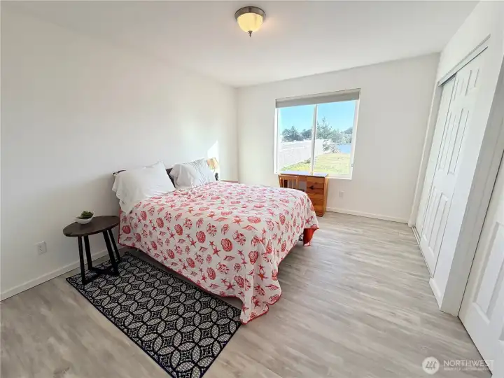 Primary bedroom has water view