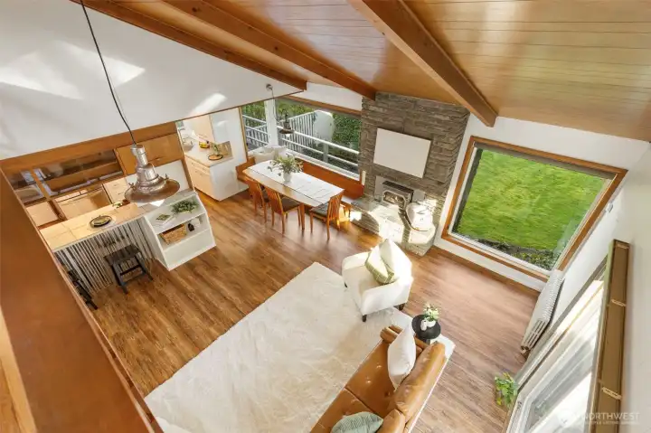 Looking down from loft