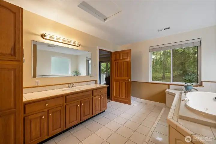 Plenty of storage in the primary bath