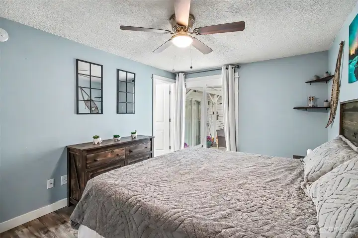 Access to the backyard from the primary bedroom.