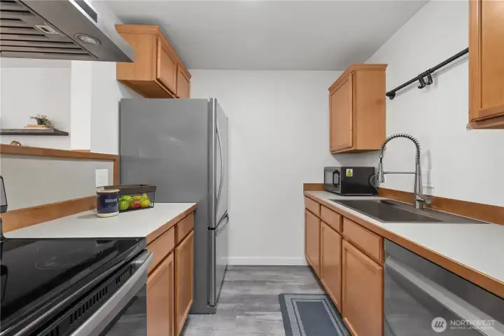 Kitchen with countertop on each side