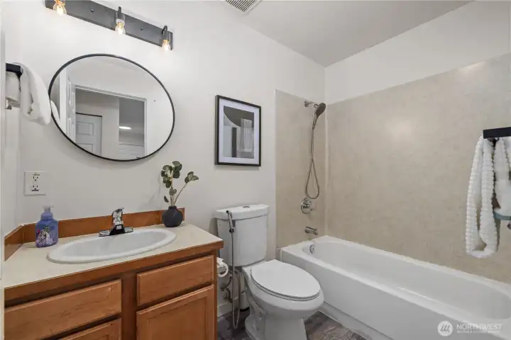 Bathroom off of kitchen