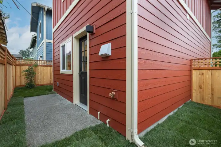 Fully fenced backyard.