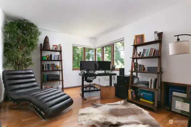 Main Level Bedroom 3 or Home Office | Corner Windows Provide View of Backyard