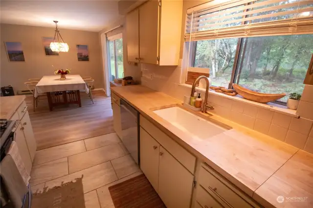 Beautiful butcher block countertops!