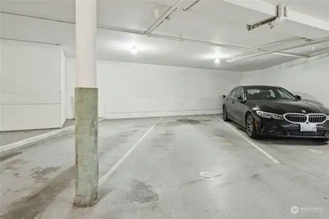 Parking space in secured garage