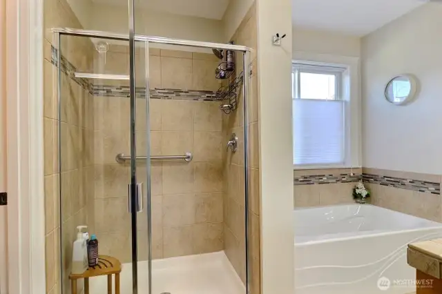Both a shower & tub in primary suite