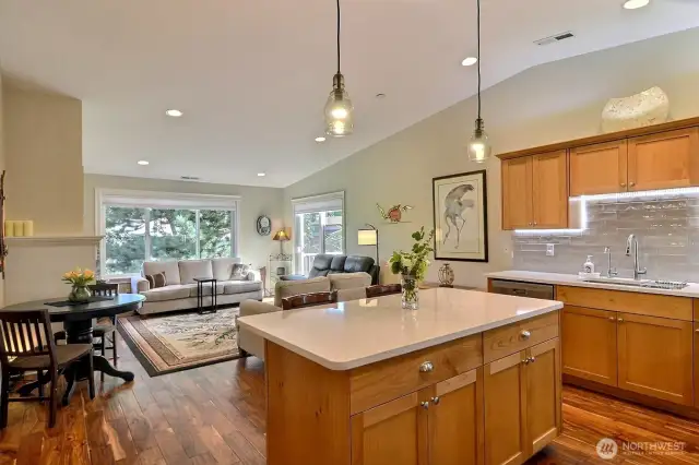 Convenient island in kitchen with extra seating