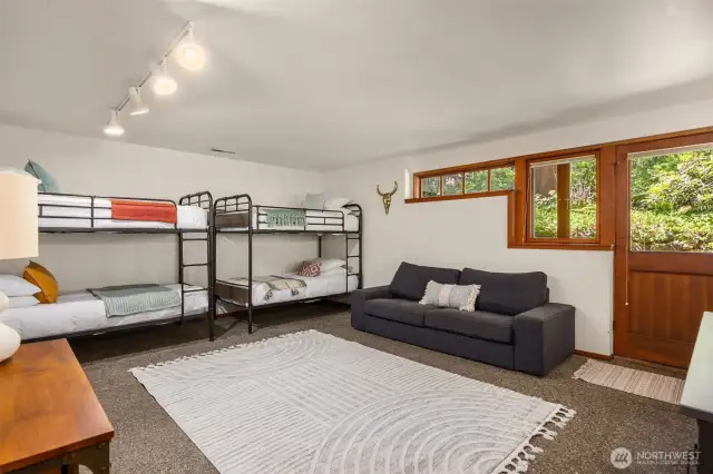 Lower level bedroom with direct access outdoors