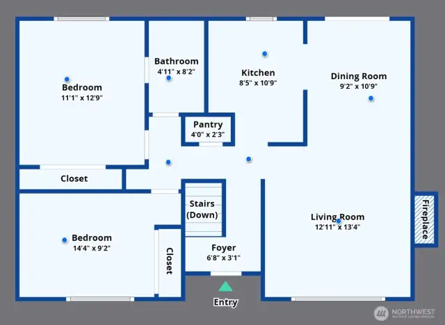 Main floor layout. Dimensions are approximate
