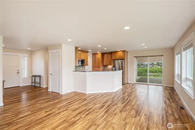 Entry Way, Living Room and Kitchen