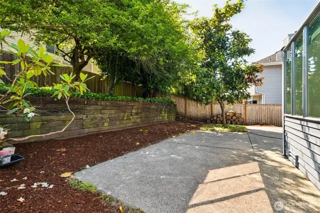 Fully fenced backyard provides both privacy & security.