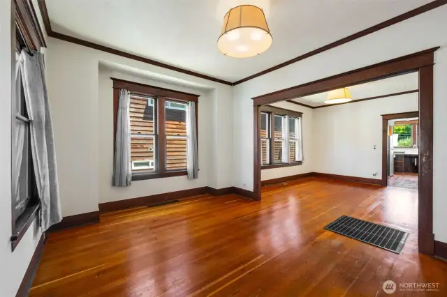 Main level living and dining spaces