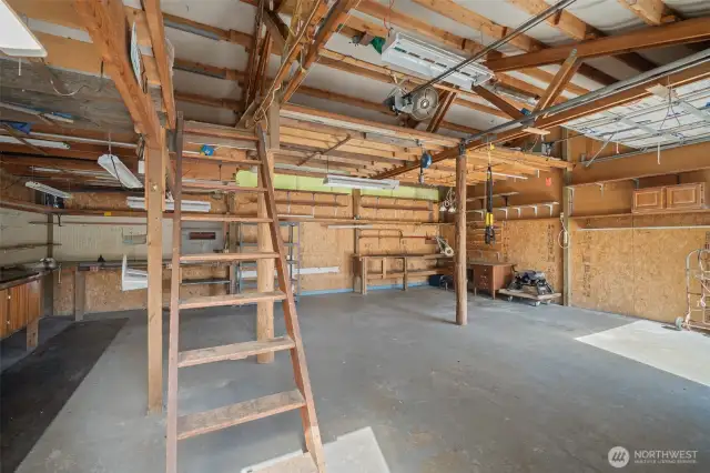 plenty of space inside shop including a loft storage area.