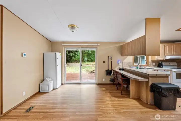 Dining room with access to backyard