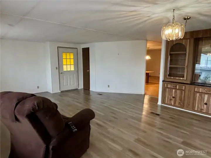 Look into kitchen from living room