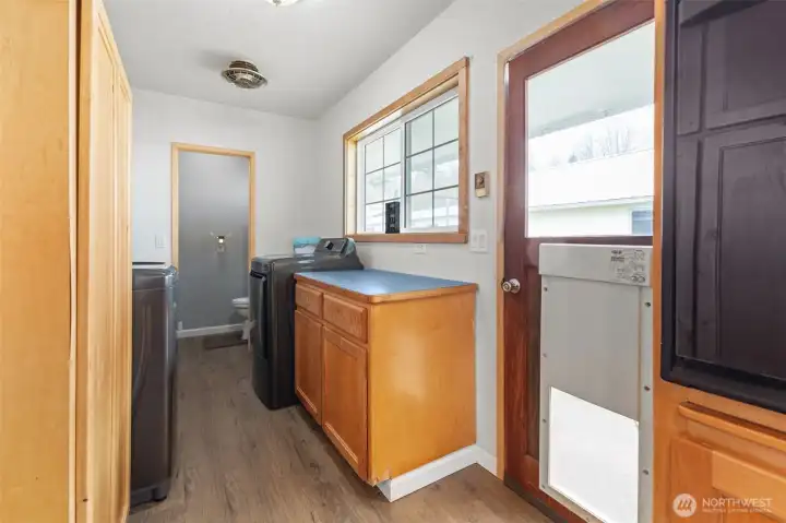 Door to back patio and half