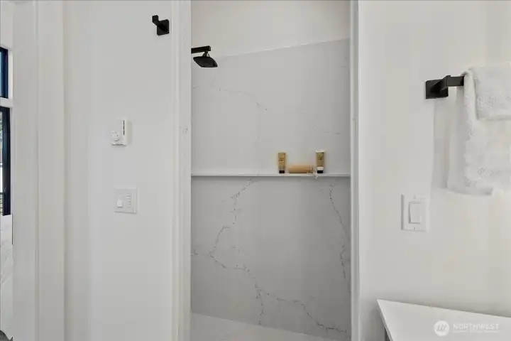 Solid surface quartz shower.