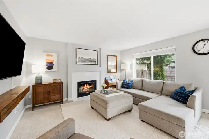 Enjoy cozy evenings around a fire with the wood burning fireplace.