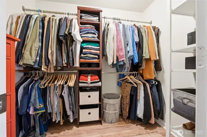 Walk in closet in primary bedroom