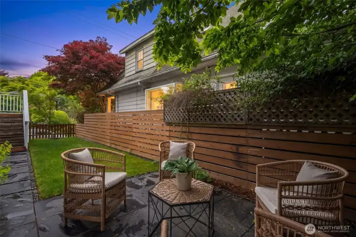 Patio and grassy area