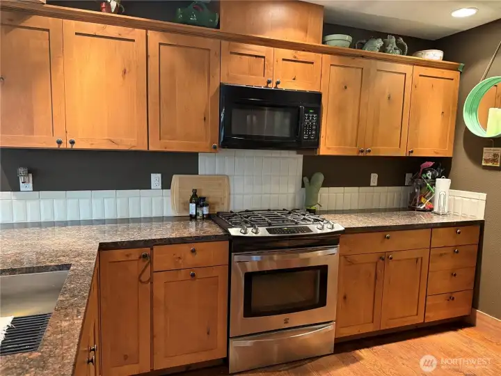 Kitchen stove and lots or counter tops