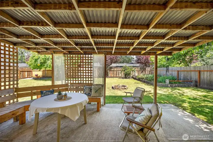 View from the back sliding door into backyard. View from the back sliding door into backyard.