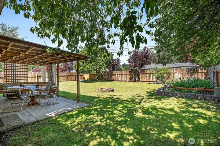 Fully fenced backyard. Fully fenced backyard.