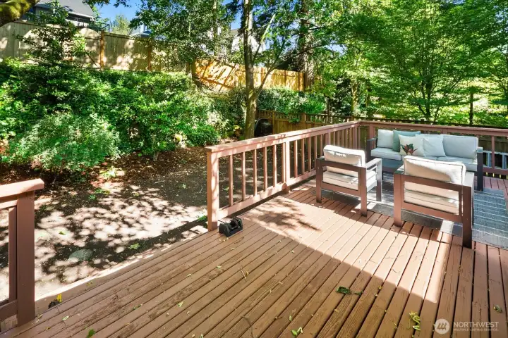 Expansive deck & fully fenced backyard