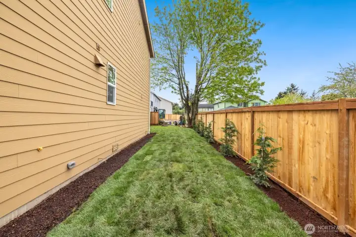 fenced side yard fenced side yard