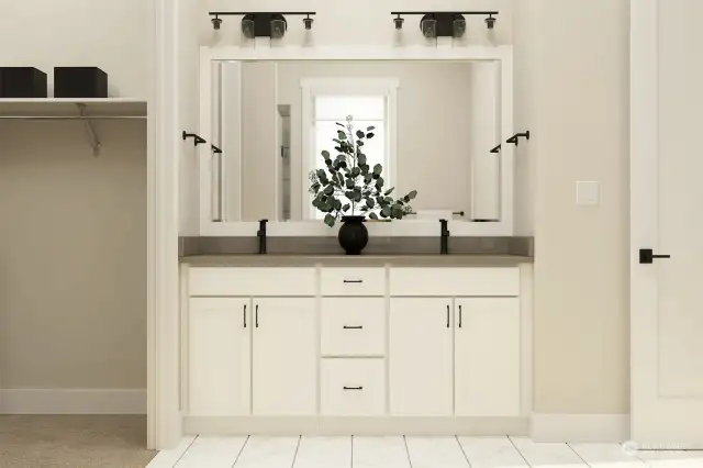 Enjoy the possibilities with an over-sized walk-in closet, glass-enclosed shower, stand-alone tub, and double-sink vanity in the primary bathroom