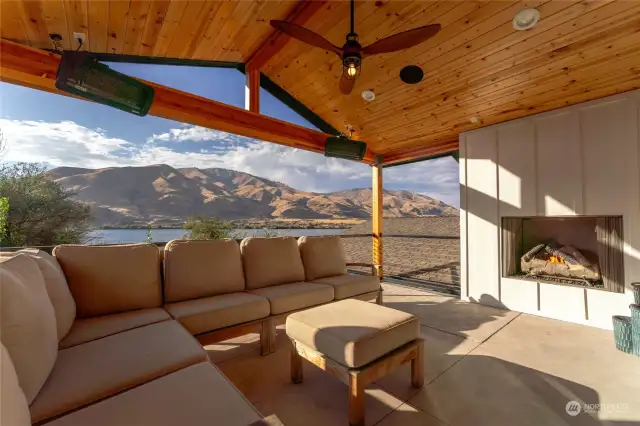 View deck w/ fireplace off the upper level loft area.